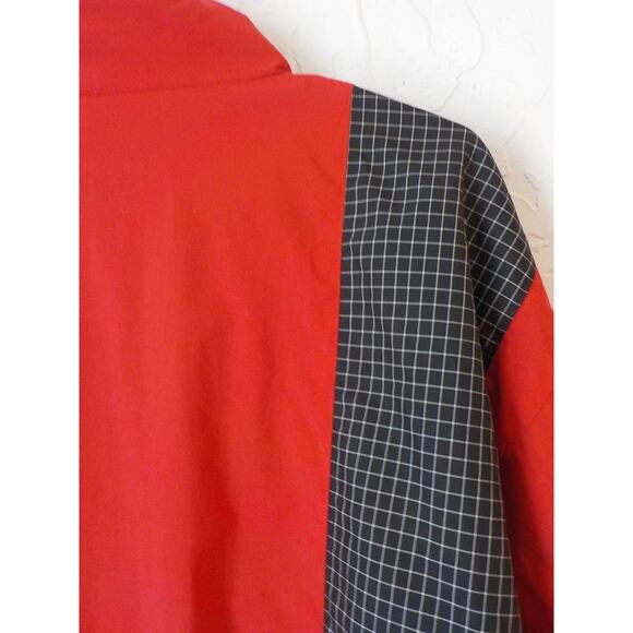 Hilton Corp Men Large Wind Jacket Red Black Color Block Elastic Waist Pocket Zip - Picture 11 of 13